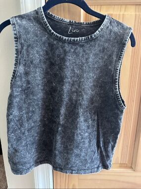 Livi Active Women's Black Acid-Wash Muscle Tank